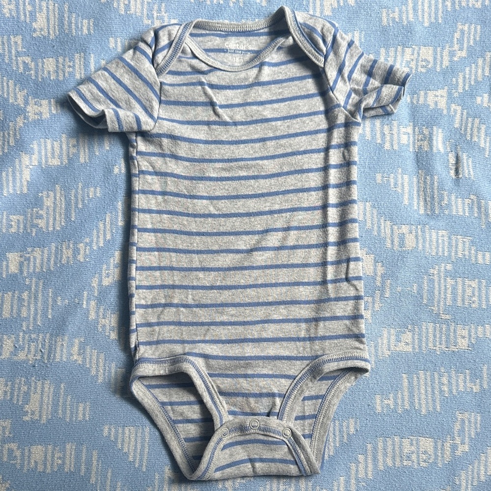 Carter's Blue and Gray Striped Bodysuit